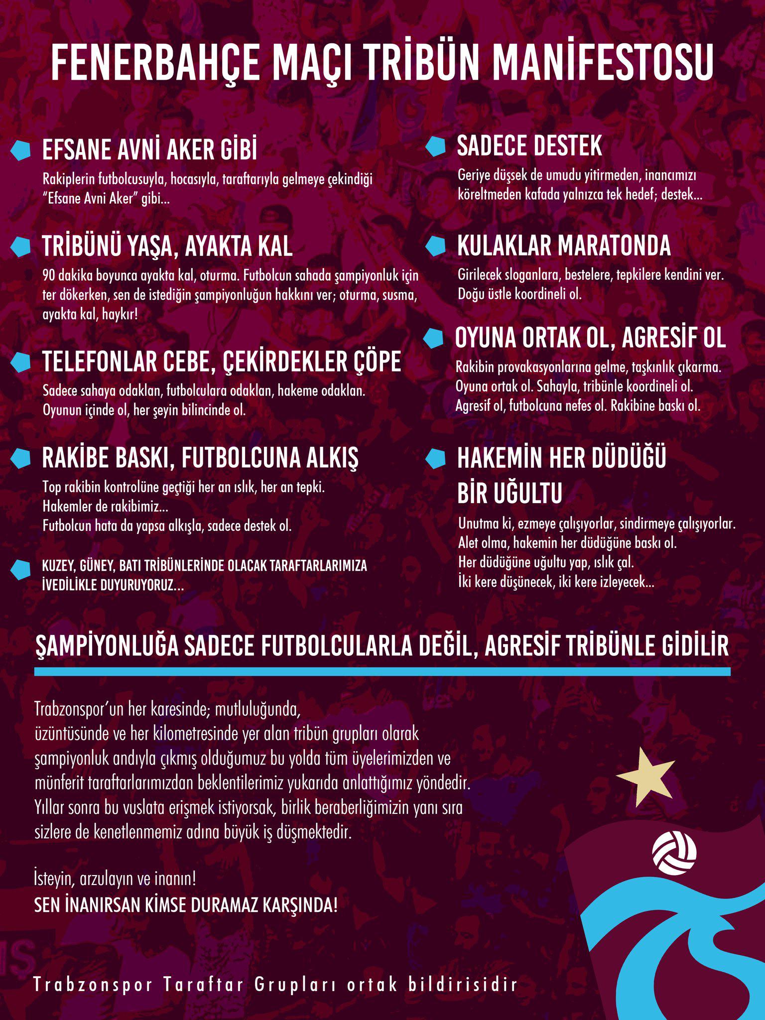 trabzonspor taraftar basin bildirisi manifesto trübün 