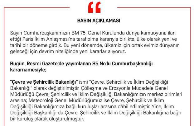 çevre ve şehircilik bakanlığı murat kurum basın açıklaması